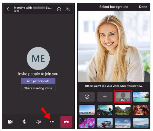 blur background teams before meeting ios