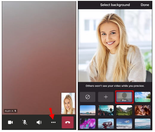 blur background teams during meeting ios