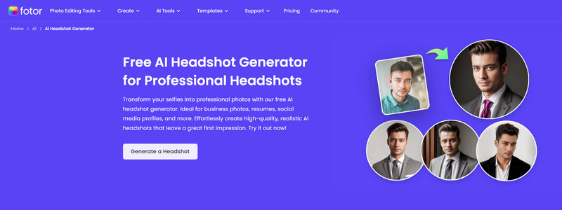 fotor headshot ai generator