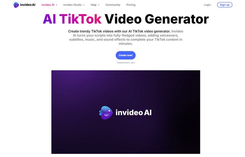 invideo ai tiktok video generator