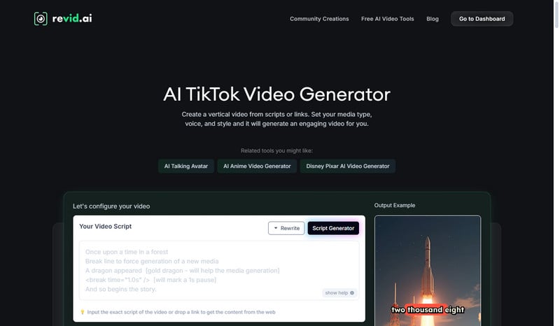 revid ai tiktok video generator