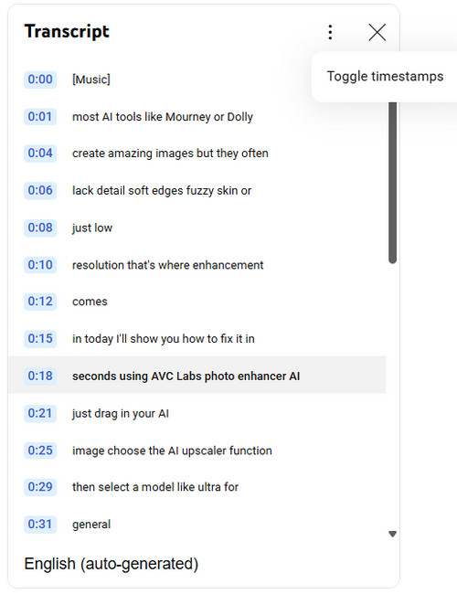transcript for youtube video