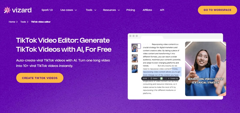 vizard ai tiktok video generator