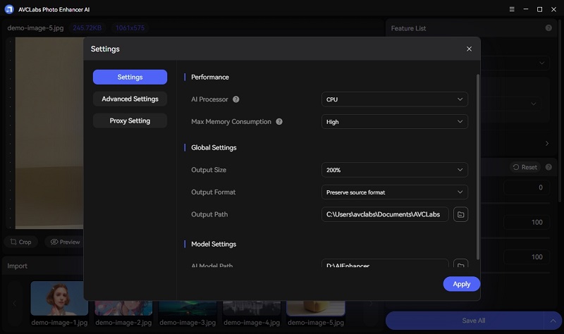 general settings