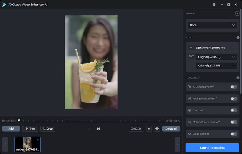add video with blurry face