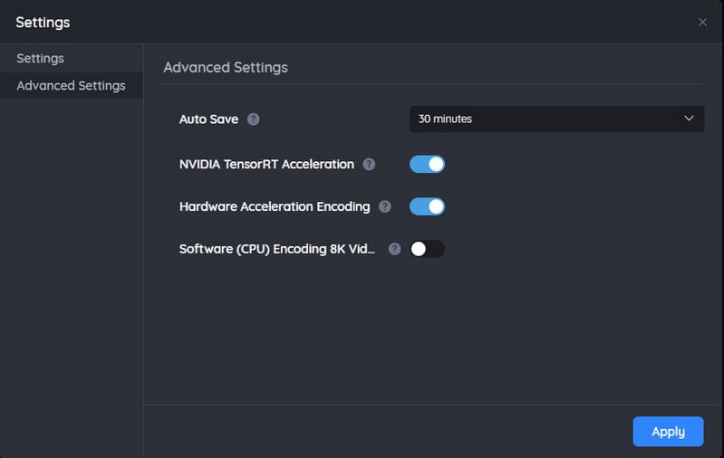 avclabs video enhancer ai advanced settings