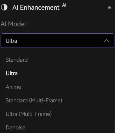 ai enhancement model setting