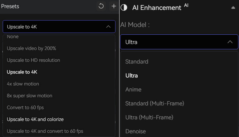 model settings