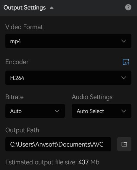 choose output settings