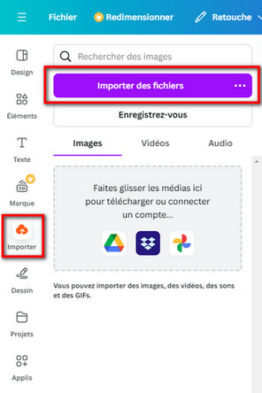 Envoyez des fichiers dans canva