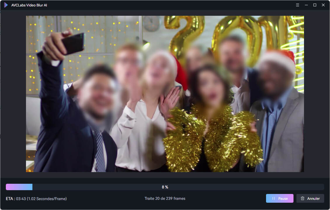 Lancez l'exportation de la vidéo floutée